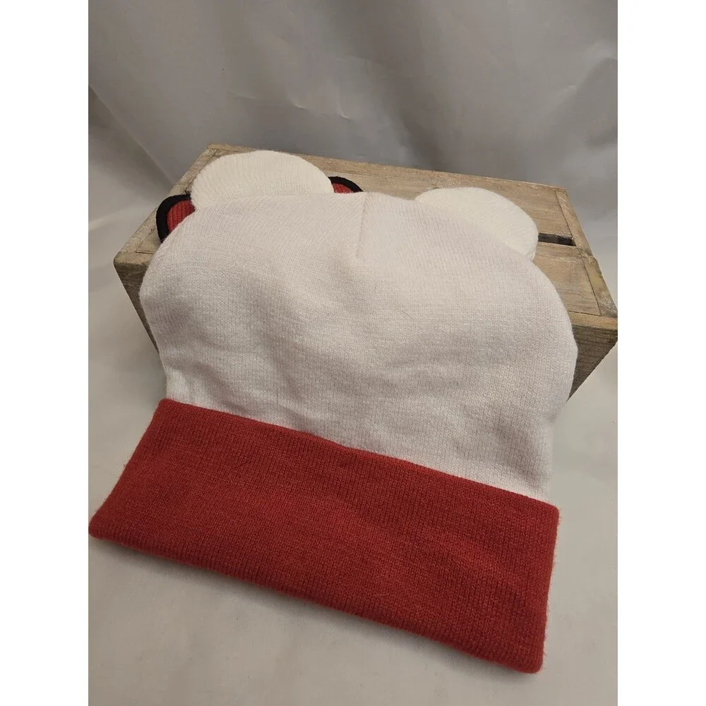 Sanrio Hello Kitty White Red Knit Beanie Hat 3D Ears Bow Youth 2021 Fall Winter
